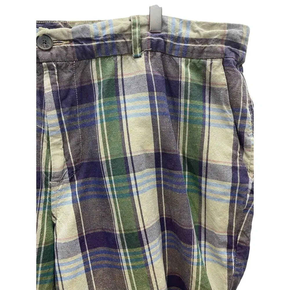 Canterbury of New Zealand Linen Blend Plaid Shorts Men’s Size 42